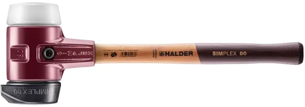 SIMPLEX mjukslagsklubba med gjutet stålhus och träskaft, Ø 80, Gummiblandning med "stand-up"/ Superplast